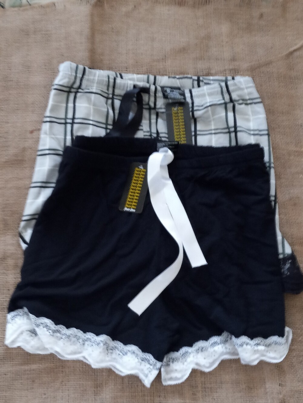 Two Pairs Just Love Black Lace-Trim Sleep Shorts 2X
